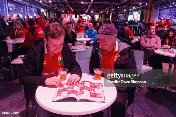 British & Irish Lions fans gather at Queens Wharf Auckland Fanzone for the Rugby Test match between the New Zealand All Blacks and the British &...