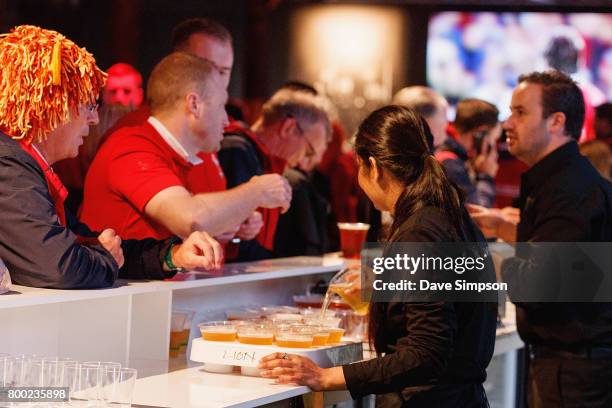 British & Irish Lions fans gather at Queens Wharf Auckland Fanzone for the Rugby Test match between the New Zealand All Blacks and the British &...