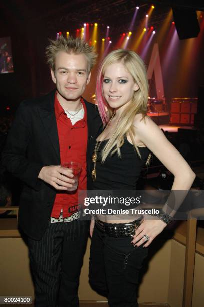 Singers Deryck Whibley and Avril Lavigne attend the Maroon 5 concert in the VIP Sky Lounge at The Pearl at The Palms Casino Resort on November 10,...