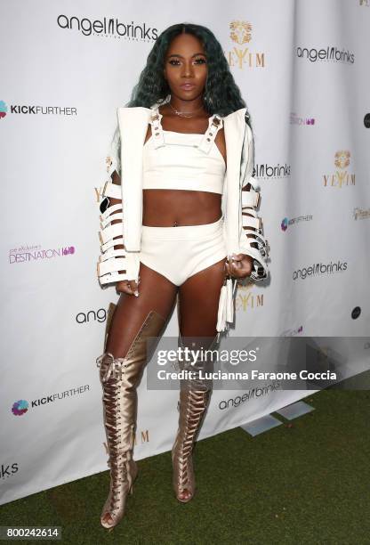 Egypt Criss attends Yekim X Brinks, a day party and fashion experience at Penthouse Nightclub & Dayclub on June 23, 2017 in West Hollywood,...