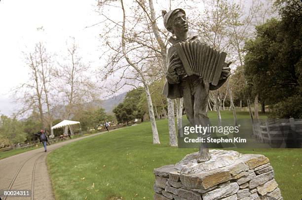 Exterior views of the entrance, house, statues and gardens at Michael Jackson's Neverland Ranch located near Los Olivos, Calif. In April 1995.