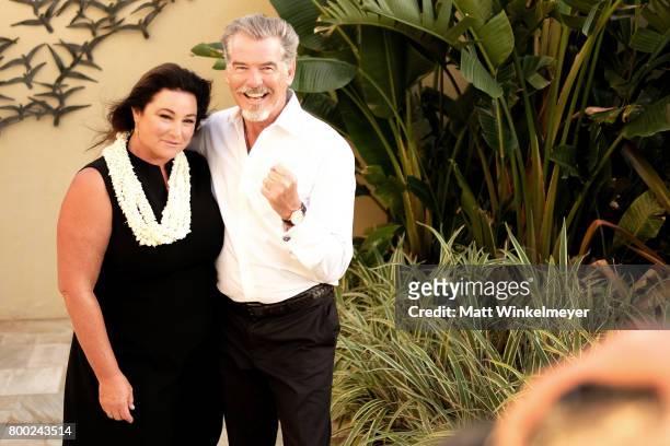 Keely Shaye Smith and Pierce Brosnan. Recipient of the Pathfinder Award, pose for a portrait during day three of the 2017 Maui Film Festival At...
