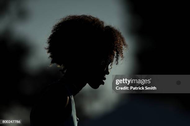 Vashti Cunningham looks on during the Women's High Jump Final during Day 2 of the 2017 USA Track & Field Outdoor Championships at Hornet Stadium on...