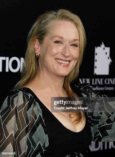 Actress Meryl Streep arrives to the premiere of "Rendition" at the Academy of Motion Picture Arts and Sciences on October 10, 2007 in Beverly Hills,...