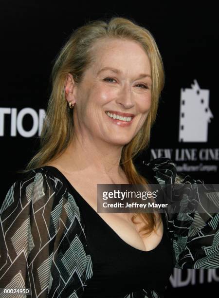 Actress Meryl Streep arrives to the premiere of "Rendition" at the Academy of Motion Picture Arts and Sciences on October 10, 2007 in Beverly Hills,...
