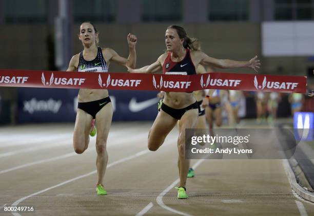 Shelby Houlihan runs to victory in the Women's 5,000 Meter during Day 2 of the 2017 USA Track & Field Championships at Hornet Satdium on June 23,...