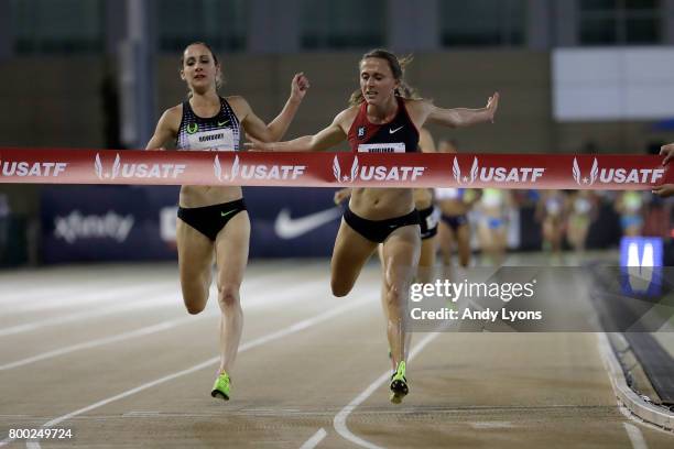 Shelby Houlihan runs to victory in the Women's 5,000 Meter during Day 2 of the 2017 USA Track & Field Championships at Hornet Satdium on June 23,...