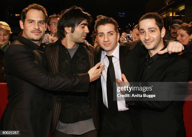 Mortitz Bleibtreu, Fatih Akin, Ozbur Yildirim and Denis Moschitto attend the 'Chiko' Premiere as part of the 58th Berlinale Film Festival at the...