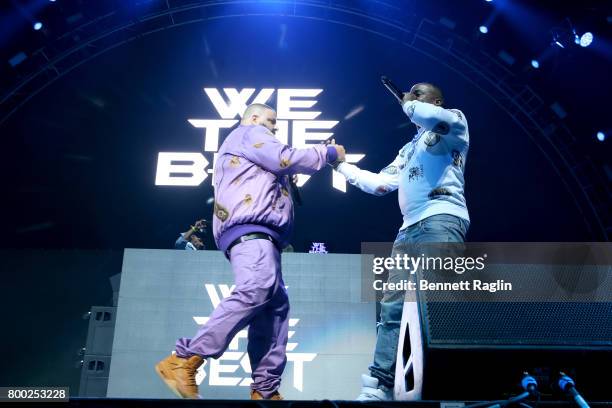 Khaled and Yo Gotti perform onstage at night two of the STAPLES Center Concert, presented by Coca-Cola, during the 2017 BET Experience at LA Live on...