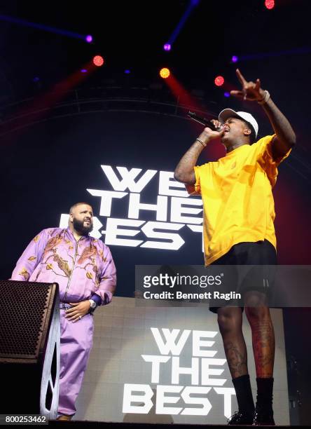 Khaled and YG perform onstage at night two of the STAPLES Center Concert, presented by Coca-Cola, during the 2017 BET Experience at LA Live on June...