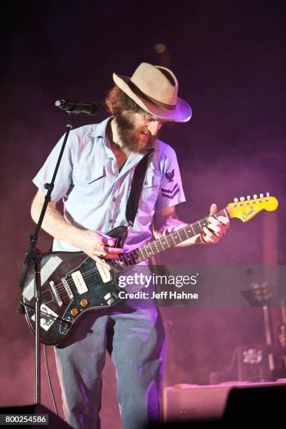 Singer/guitarist Chad Urmston of Dispatch performs at Charlotte Metro Credit Union Amphitheatre on June 23, 2017 in Charlotte, North Carolina.