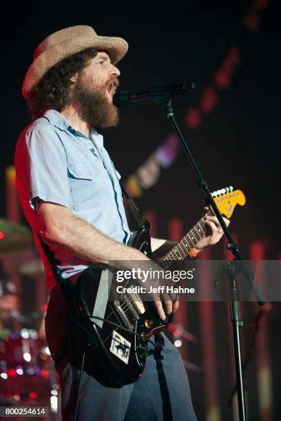 Singer/guitarist Chad Urmston of Dispatch performs at Charlotte Metro Credit Union Amphitheatre on June 23, 2017 in Charlotte, North Carolina.