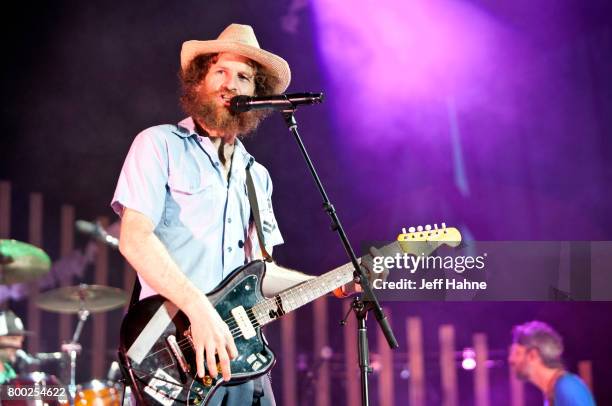 Singer/guitarist Chad Urmston of Dispatch performs at Charlotte Metro Credit Union Amphitheatre on June 23, 2017 in Charlotte, North Carolina.