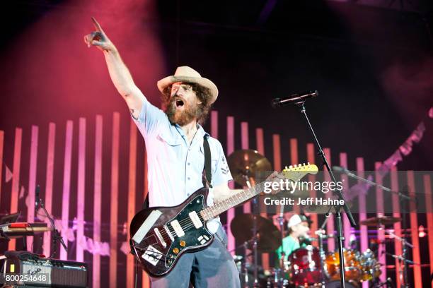 Singer/guitarist Chad Urmston of Dispatch performs at Charlotte Metro Credit Union Amphitheatre on June 23, 2017 in Charlotte, North Carolina.