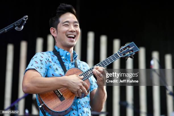 Ukulele player Jake Shimabukuro performs at Charlotte Metro Credit Union Amphitheatre on June 23, 2017 in Charlotte, North Carolina.