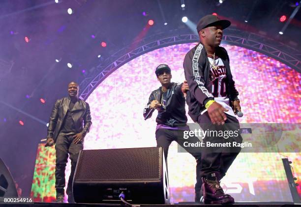 Ricky Bell, Ronnie DeVoe and Michael Bivins of Bell Biv DeVoe perform onstage at night two of the STAPLES Center Concert, presented by Coca-Cola,...