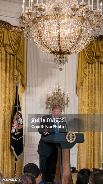 President Donald Trump signed the Department of Veterans Affairs Accountability and Whistleblower Protection Act of 2017 in the East Room of the...