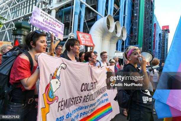 Several thousands of people demonstrate in Le Marais in Paris on the evening of June 23 on the eve of Paris Gay Pride.This Night Pride was organized...