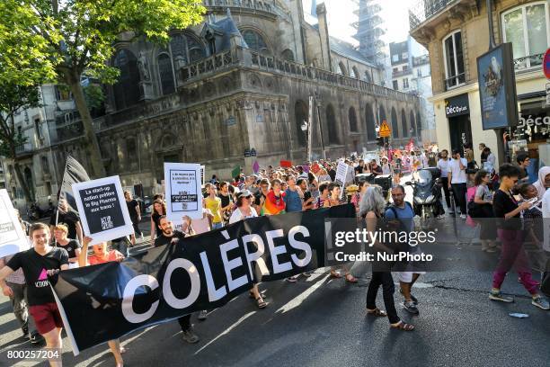 Several thousands of people demonstrate in Le Marais in Paris on the evening of June 23 on the eve of Paris Gay Pride.This Night Pride was organized...