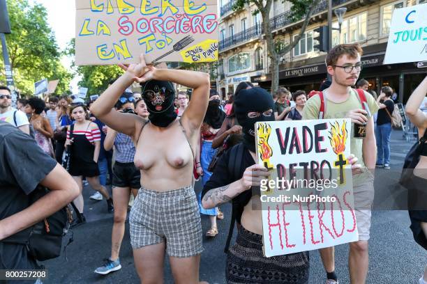 Several thousands of people demonstrate in Le Marais in Paris on the evening of June 23 on the eve of Paris Gay Pride.This Night Pride was organized...
