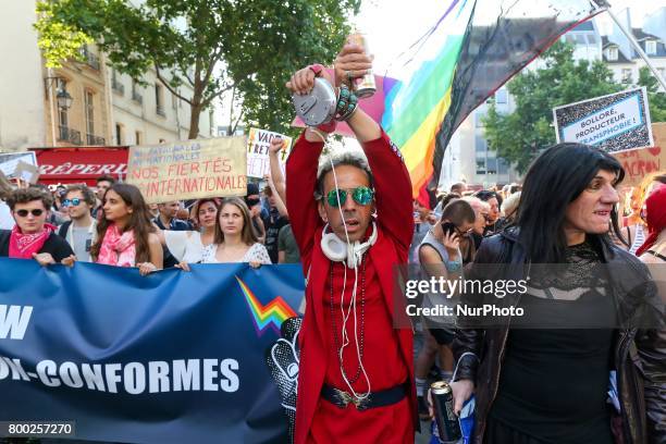 Several thousands of people demonstrate in Le Marais in Paris on the evening of June 23 on the eve of Paris Gay Pride.This Night Pride was organized...