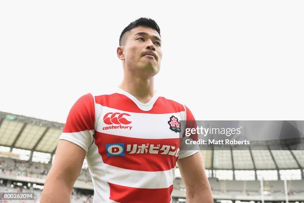 Akihito Yamada of Japan looks dejected after the international rugby friendly match between Japan and Ireland at Ajinomoto Stadium on June 24, 2017...