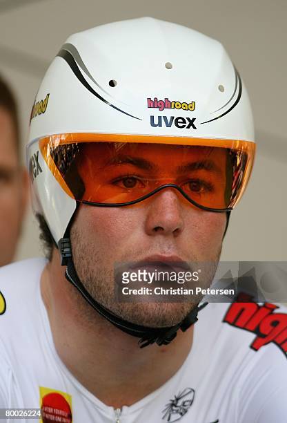 Mark Cavendish of Great Britain, riding for Team High Road, competes in the Prologue of the AMGEN Tour of California on February 17, 2008 in Palo...