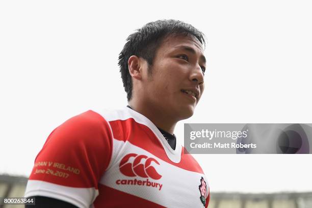 Yutaka Nagare of Japan looks on after the international rugby friendly match between Japan and Ireland at Ajinomoto Stadium on June 24, 2017 in...