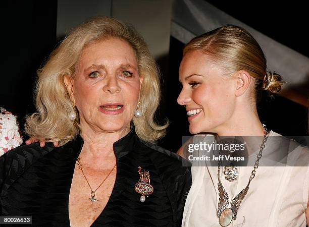 Actresses Lauren Bacall and Kate Bosworth inside ELLE Magazine's 14th Annual Women In Hollywood at the four seasons hotel on October 15, 2007 in...