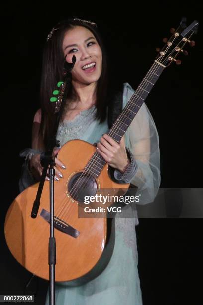 Singer Tanya Chua performs during her 'Lemuria' World Tour concert on June 23, 2017 in Hong Kong, China.