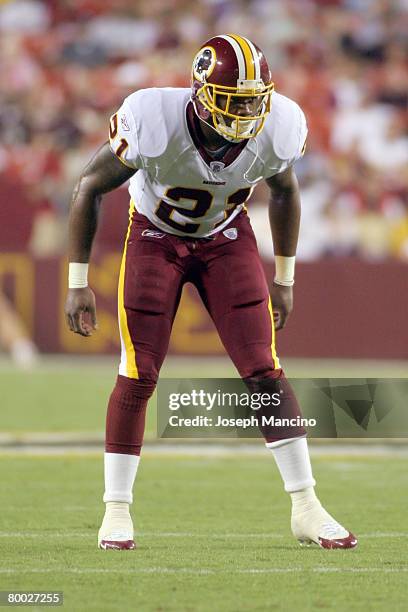 Washington Redskins S Sean Taylor lines up during a pre-season game against the Cincinnati Bengals at Fed Ex Field in Landover, Maryland on August...