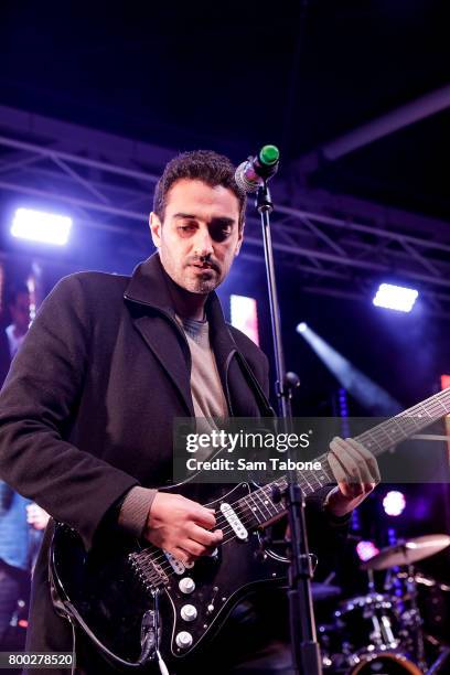 Waleed Aly and his Band Robot Child perform at Winter Solstice Festival Of Welcome at Federation Square on June 24, 2017 in Melbourne, Australia.