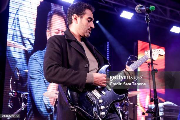 Waleed Aly and his Band Robot Child perform at Winter Solstice Festival Of Welcome at Federation Square on June 24, 2017 in Melbourne, Australia.