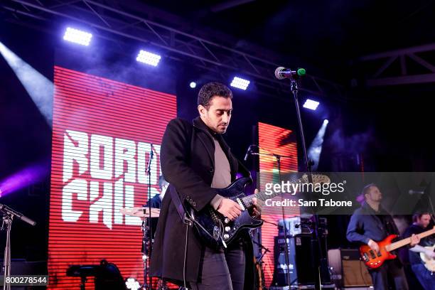 Waleed Aly and his Band Robot Child perform at Winter Solstice Festival Of Welcome at Federation Square on June 24, 2017 in Melbourne, Australia.