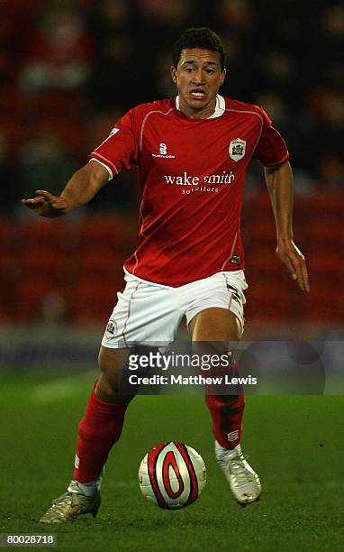Marciano van Homoet of Barnsley in action during the Coca-Cola Championship match between Barnsley and Queens Park Rangers at Oakwell on February 26,...