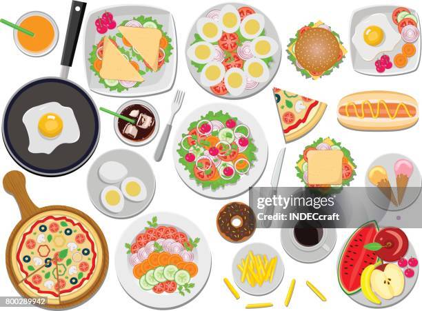 delicious food - sandwich top view stock illustrations