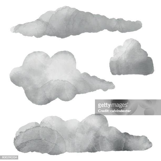 stockillustraties, clipart, cartoons en iconen met aquarel wolken - wolkenlandschap