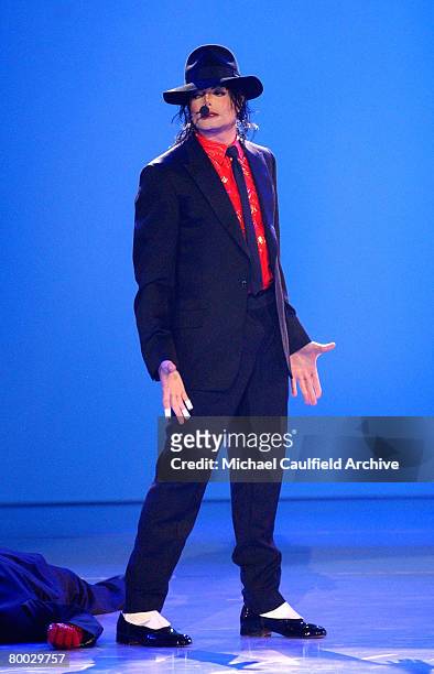 Michael Jackson performs on stage at the taping of the ?American Bandstand?s 50th ? A Celebration!", to air on ABC TV on May 3, 2002.