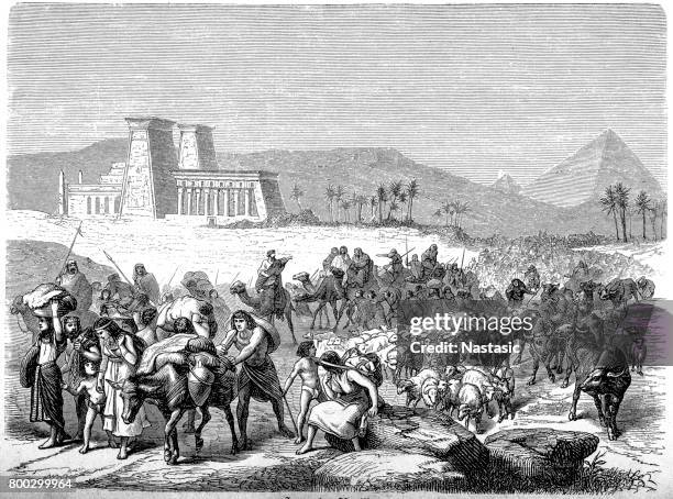 israel’s exodus from egypt - moses stock illustrations