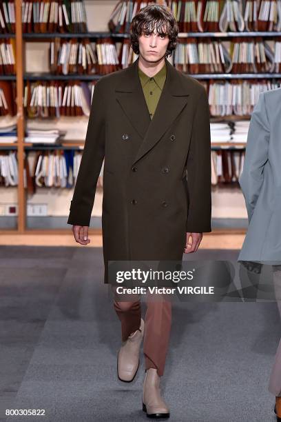 Model walks the runway during the Dries Van Noten Menswear Spring/Summer 2018 show as part of Paris Fashion Week on June 22, 2017 in Paris, France.