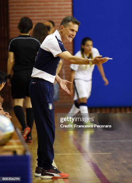 Coach of Italy Roberto Menichelli during the U17 Women Futsal Tournament match between Italy and Kazakhstan on June 22, 2017 in Campobasso, Italy.