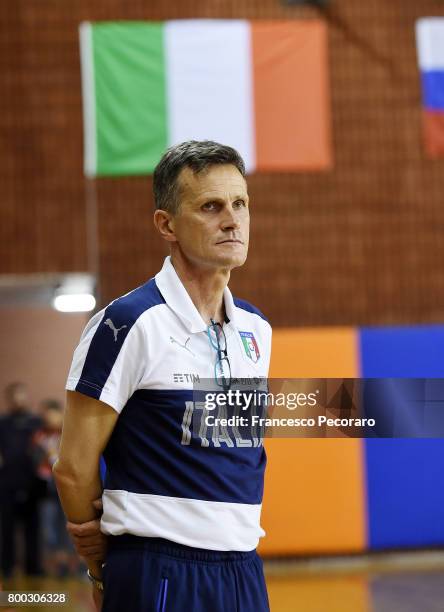 Coach of Italy Roberto Menichelli during the U17 Women Futsal Tournament match between Italy and Kazakhstan on June 22, 2017 in Campobasso, Italy.