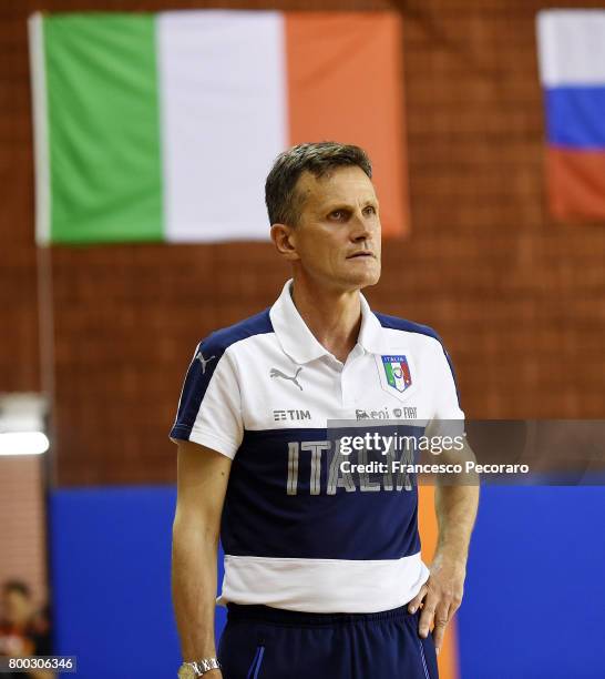 Coach of Italy Roberto Menichelli during the U17 Women Futsal Tournament match between Italy and Kazakhstan on June 22, 2017 in Campobasso, Italy.