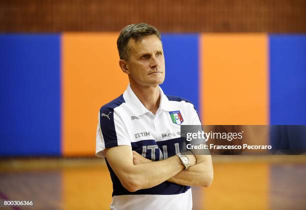 Coach of Italy Roberto Menichelli during the U17 Women Futsal Tournament match between Italy and Kazakhstan on June 22, 2017 in Campobasso, Italy.