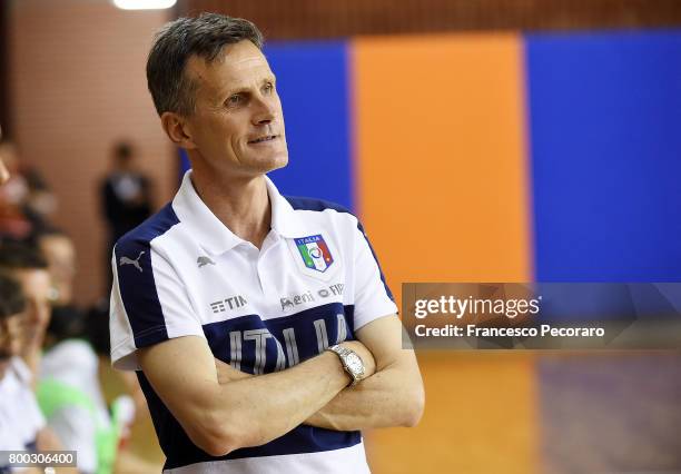 Coach of Italy Roberto Menichelli during the U17 Women Futsal Tournament match between Italy and Kazakhstan on June 22, 2017 in Campobasso, Italy.