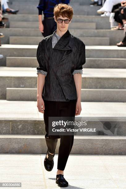 Model walks the runway during the Issey Miyake Men Menswear Spring/Summer 2018 show as part of Paris Fashion Week on June 22, 2017 in Paris, France.