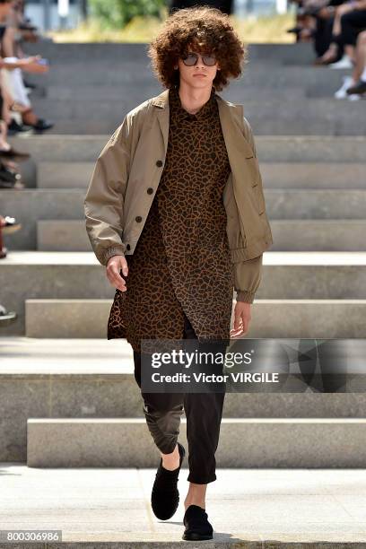 Model walks the runway during the Issey Miyake Men Menswear Spring/Summer 2018 show as part of Paris Fashion Week on June 22, 2017 in Paris, France.