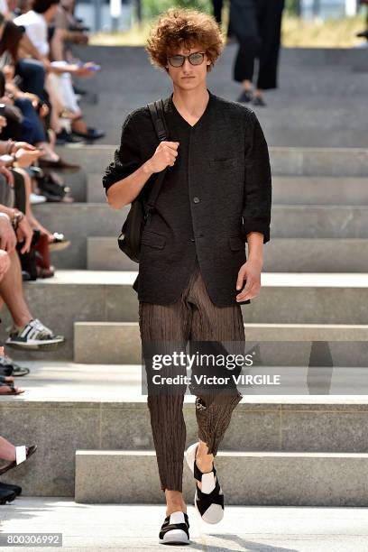 Model walks the runway during the Issey Miyake Men Menswear Spring/Summer 2018 show as part of Paris Fashion Week on June 22, 2017 in Paris, France.