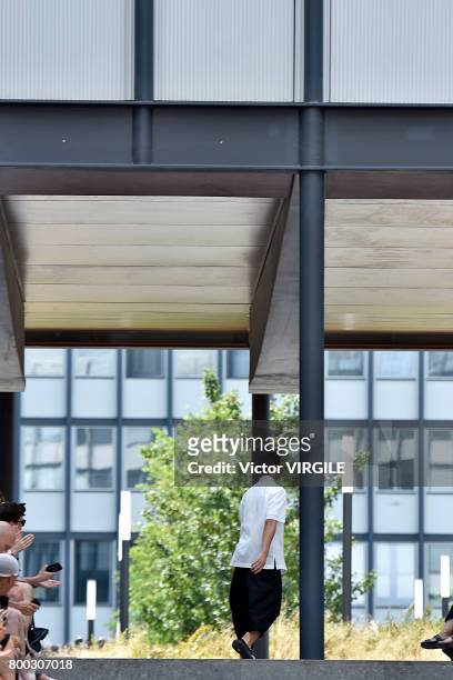 Model walks the runway during the Issey Miyake Men Menswear Spring/Summer 2018 show as part of Paris Fashion Week on June 22, 2017 in Paris, France.
