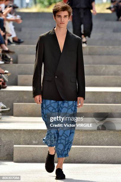 Model walks the runway during the Issey Miyake Men Menswear Spring/Summer 2018 show as part of Paris Fashion Week on June 22, 2017 in Paris, France.